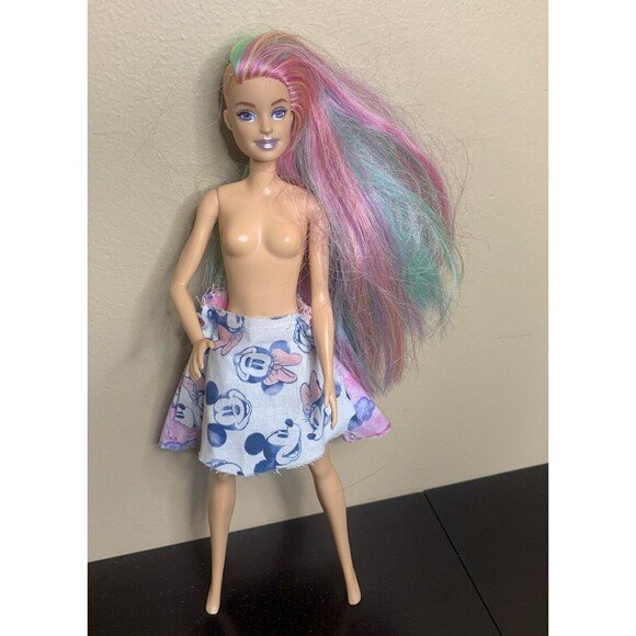 Barbie Leopard Color Change Rainbow Hair Doll Millie Blond Nude Mattel - Picture 1 of 6